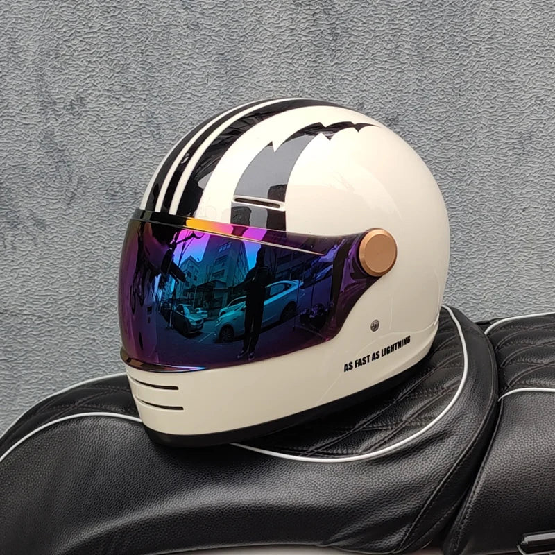 ORZ Retro full face motorcycle helmet - Classic design, suitable for both men and women, with safety protection certified by 806