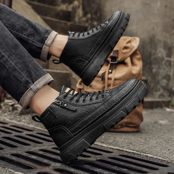 Men's boots spring and autumn new soft-sole non-slip casual boots fashion Joker outdoor high-top boots comfort sports work boots