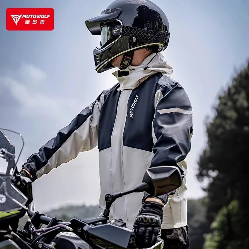 ឈុតអាវភ្លៀងម៉ូតូ MOTOWOLF ការពារព្យុះភ្លៀង ខោអាវការពារទឹក អាវភ្លៀងអ្នកជិះម៉ូតូ បោះតង់ក្រៅផ្ទះ