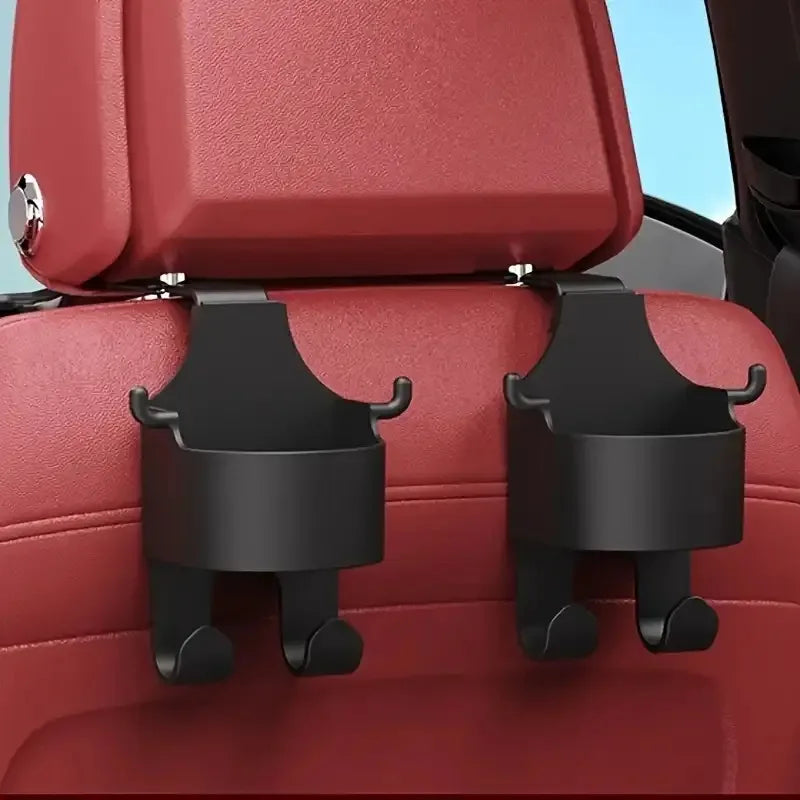 1/2Multifunctional car storage rack with hooks、Cup holder and storage box - Durable and sturdyPPMaterial, for seat back Aniline
