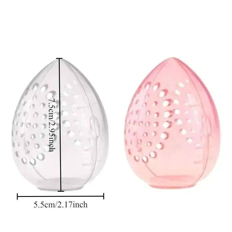 2pcs Travel Cosmetic Sponge Box, Portable, Pink, White. Plastic Box Cosmetic Organizer, Beauty Egg Storage Box.