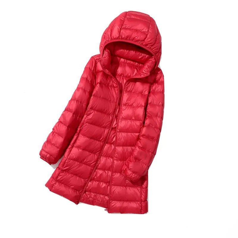 2026 New Waterproof Overcoat Women's Removable Cap Long-sleeved Parkas Winter Warm Jacket Female Red Blue Light/Thin Coats