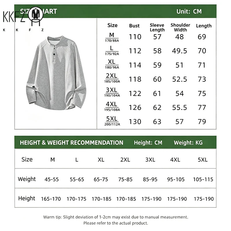 Male Raglan Sleeve Henley Pullover Stand Collar Two Button Long Sleeve Breathable Fabric Casual Travel Garment