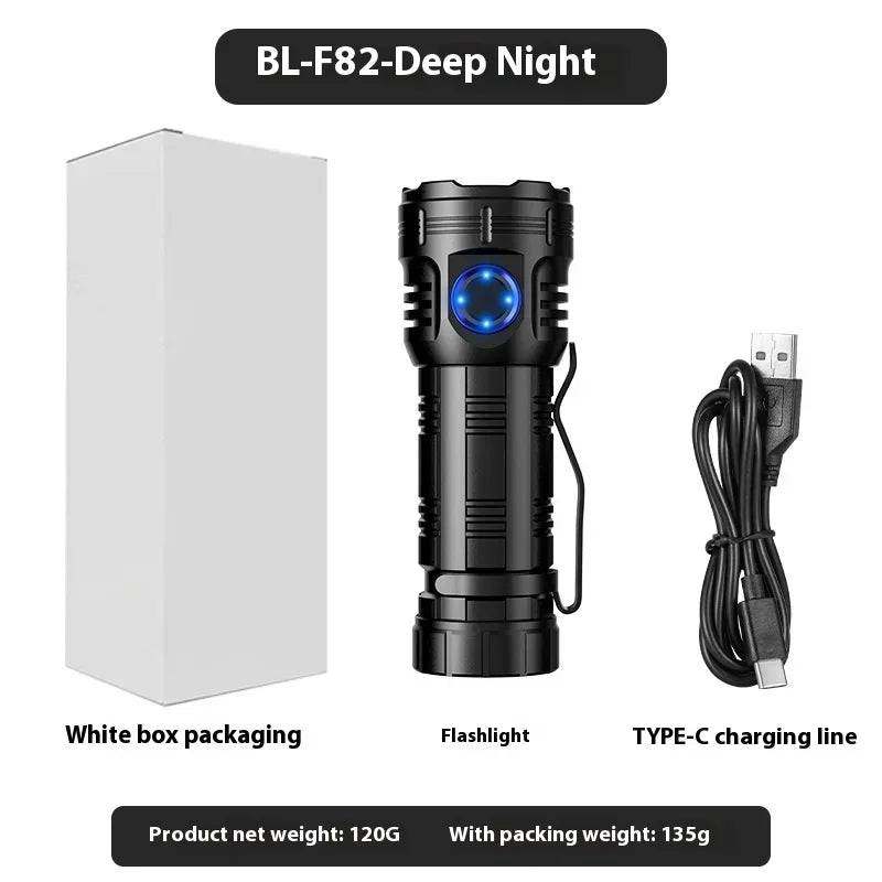 ពិល LED ថាមពលខ្ពស់ អាចសាកបានតាម USB 8 គ្រាប់ XPG កន្ទុយចង្កៀង មេដែក ក្លីបពិល ធន់នឹងទឹក ចង្កៀងតូច ចល័ត