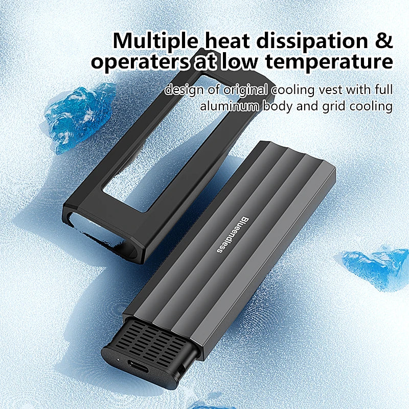 ប្រអប់ Blueendless M.2 NVMe SATA SSD ប្រអប់ខាងក្រៅអាលុយមីញ៉ូម ssd ដែលមិនប្រើឧបករណ៍ 10Gbps M.2 NVMe ទៅ USB សម្រាប់ PCIe NVMe និង SATA SSD