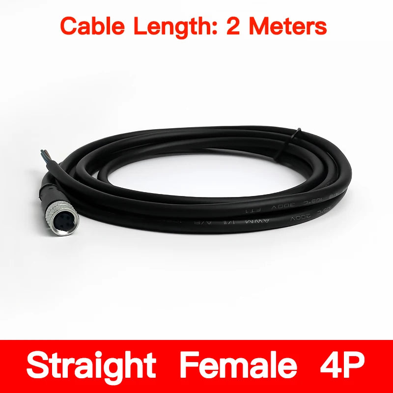 2Meters Waterproof M8 Sensor Connector, Male & Female 3/4/5/6/8 Pin, Integrated Injection Molding Industrial Cable Plug