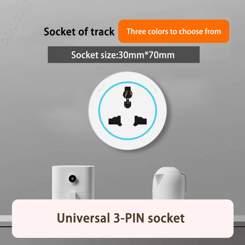 Imitation wood grain Rail Mobile Power Track Socket EU/Universal/UK/USB Type-C Kitchen Bathroom Office Wall Mounted Socket Plugs