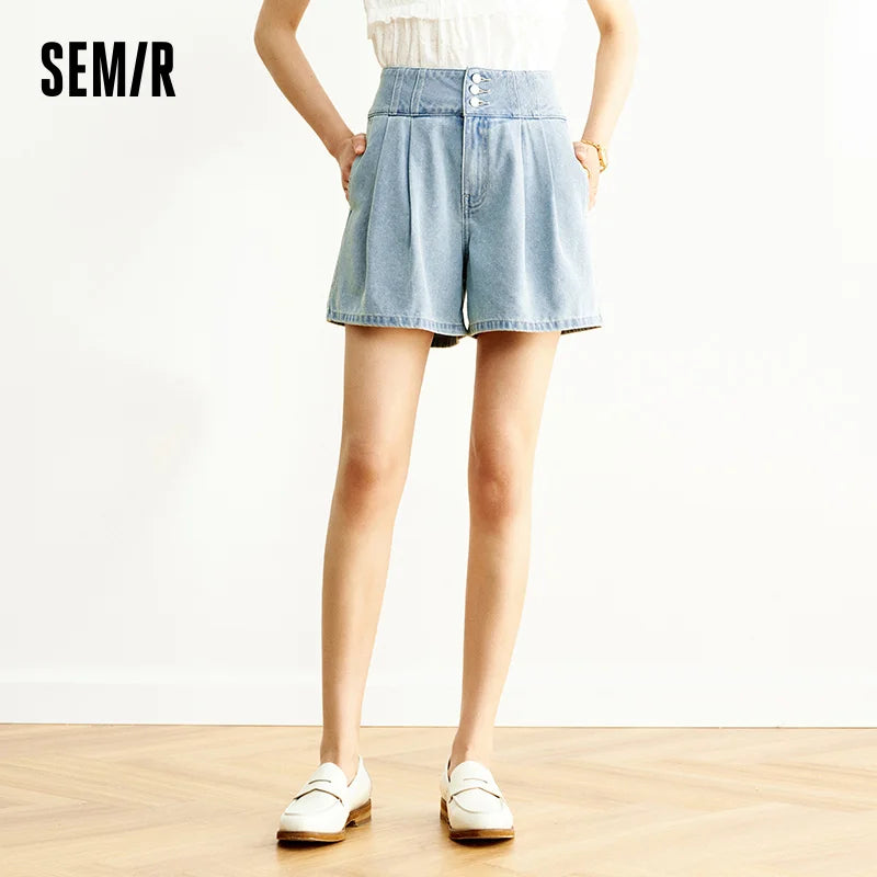 Semir High Waist Denim Shorts Women Loose Fit 2025 Summer New Cooling A Line Versatile Bottoms for Sweet Cool Look