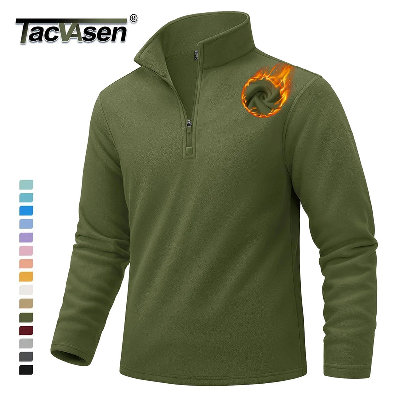 TACVASEN Turtleneck Fleece Sweatshirts Thermal Quarter-Zip Lightweight Pullovers Casual Warm Breathable Hiking Golf Sweaters