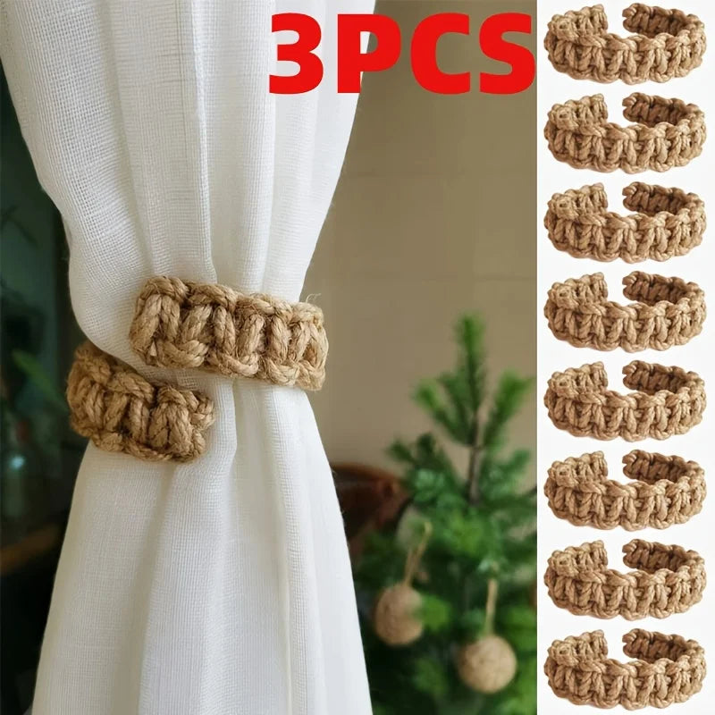 Hand-Woven Hemp Rope Curtain Tether,Hemp Rope Bracket  - Decorative Storage Bracket for Bedroom Home Decoration Accessories