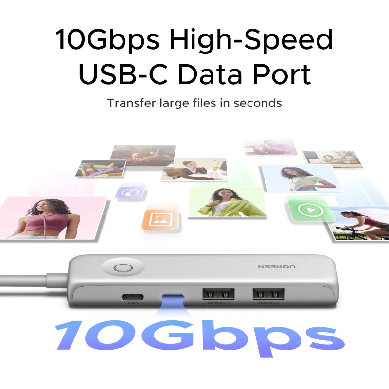 [Screen-Lock Button] UGREEN USB C HUB Type-C to 4K60Hz HDMI USB-C3.2 10Gbps PD100W Charging for Laptop MacBook Pro Air HP Dell