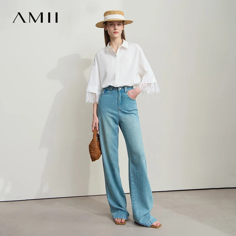 អាវកប្បាស Amii Minimalist សម្រាប់ស្ត្រីឆ្នាំ ២០២៥ រដូវក្តៅថ្មី ដៃអាវពាក់កណ្តាលស្មា រាងរឹង រំយោល 12542096