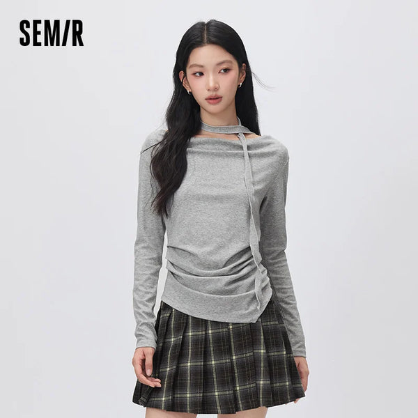 អាវយឺត Semir សម្រាប់នារី ដៃវែង កខ្លី រាងមូល រឹងមាំ ឆើតឆាយ ធម្មតា ស្លៀកប្រចាំថ្ងៃ 2026