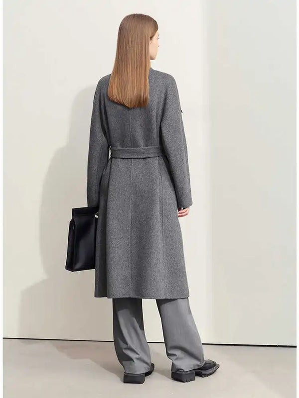 Amii Winter Clothes Women 2026 Long Coat Women's Wool Women Coat Turn-down Collar Loose Office Lady Sweaters Coats 12424008