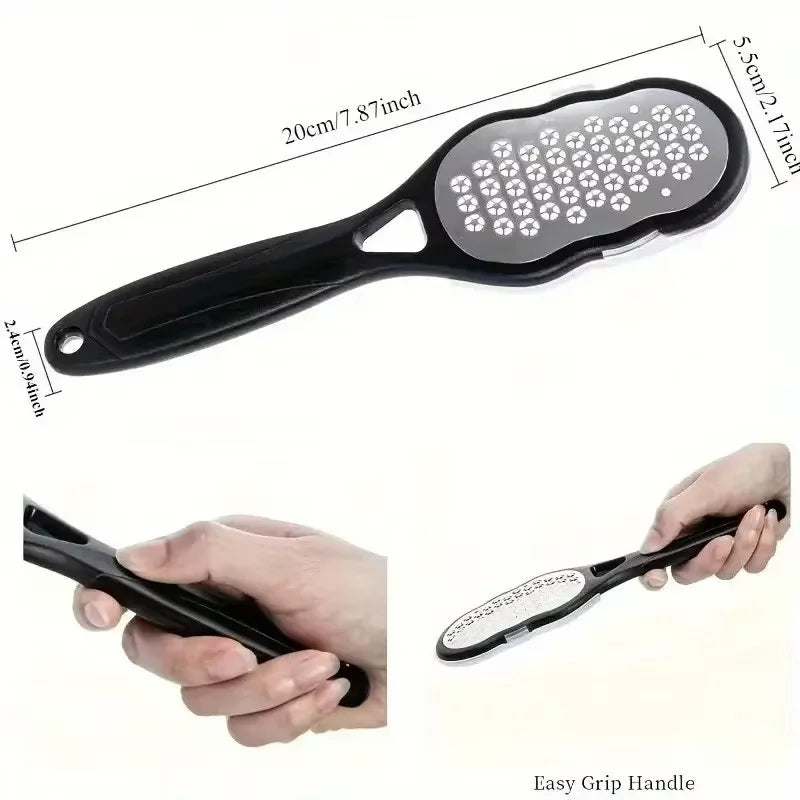 Stainless Steel Foot File - Anti-Splash Ergonomic File with Coarse/Fine Grit, Durable for Home Pedicure & Holiday Gift