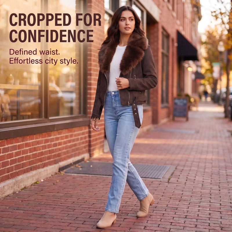 New Fall/winter Women's Loose-fitting, Warm Jackets; Short Coats with Detachable Fur Collars;Available in Black,Gray,Brown,Pink.