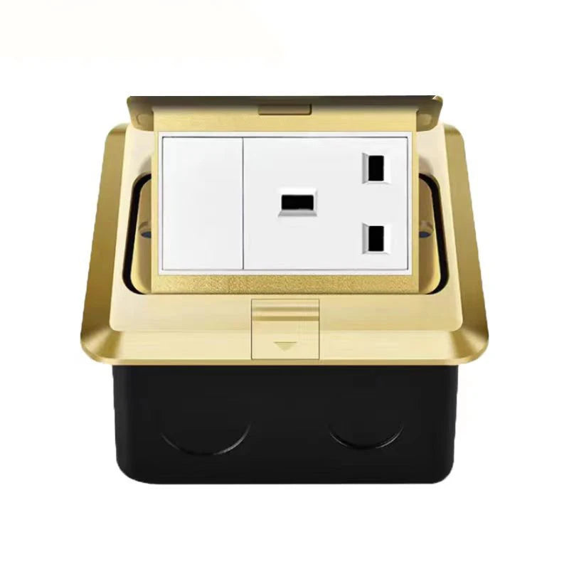 UK Standard 13A floor waterproof socket,British Kitchen Bedroom indoor Waterproof outlet hidden computer Stainless Steel plug