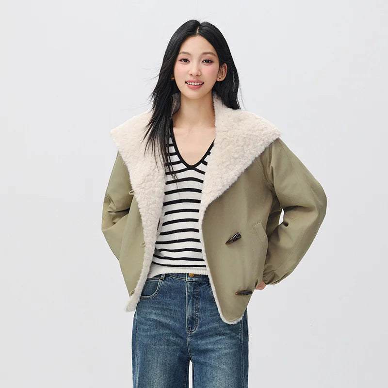អាវក្រៅ Semir សម្រាប់នារី ដៃអាវ Raglan កអាវទន់ សមល្មម រចនាបថ Vintage ឆ្នាំ 2026 សម្លៀកបំពាក់ប្រចាំថ្ងៃរដូវរងាថ្មី រចនាបថធម្មតាសម្រាប់ទីក្រុង