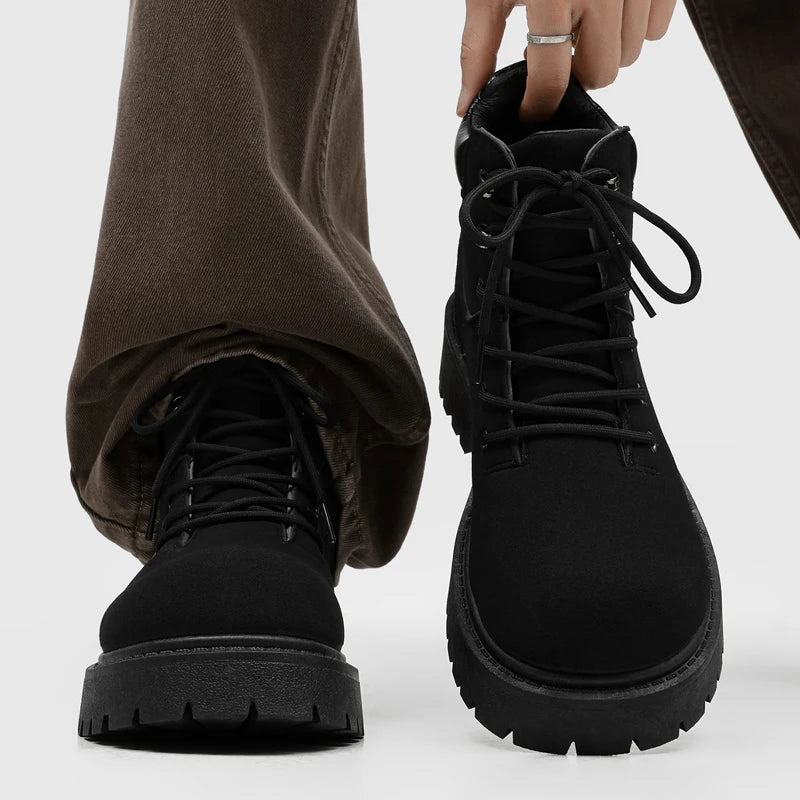 Men's boots four seasons new retro casual boots fashion light breathable soft-sole non-slip comfort outdoor walking work boots