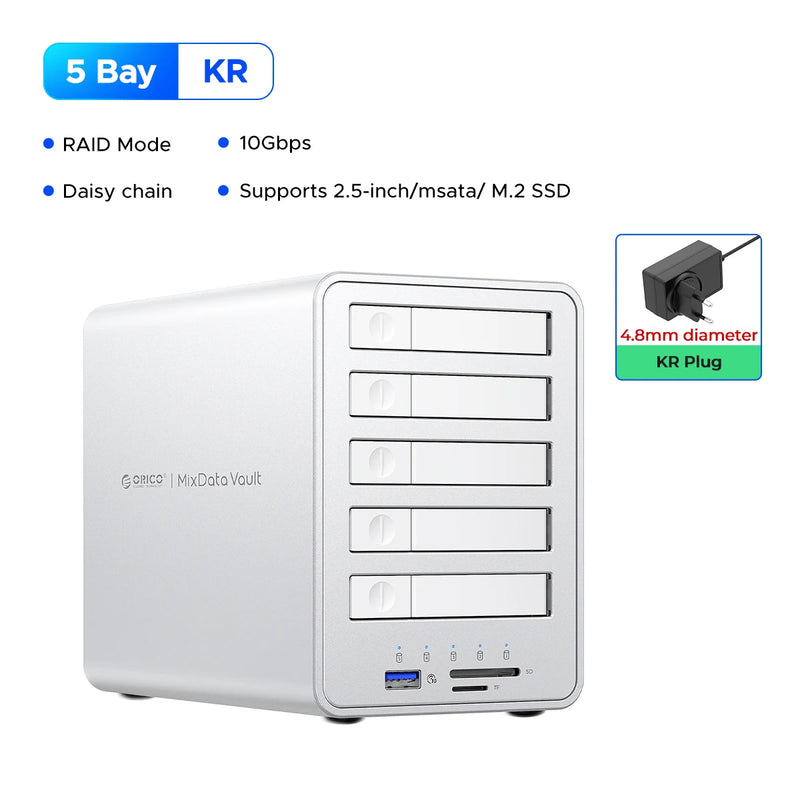 ORICO 2.5" M.2 NGFF SSD 10Gbps All-flash Disk Enclosure With Cooling Fan Multi-raid DAS Solution for Photographer Video Editor