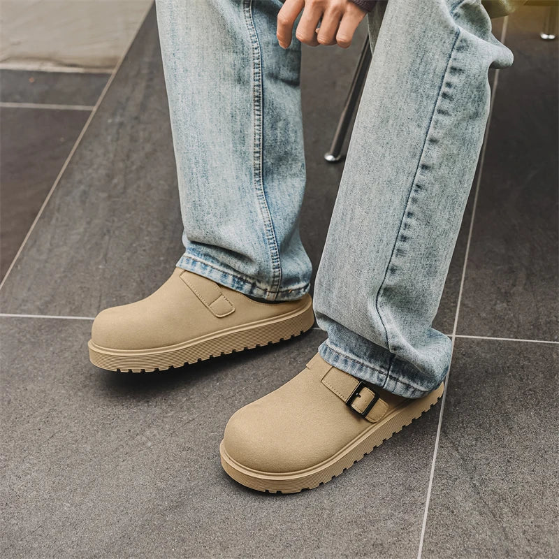 Men's slip on casual slippers summer anti-slip soft-sole breathable lightweight outdoor walking slippers fashion half slippers