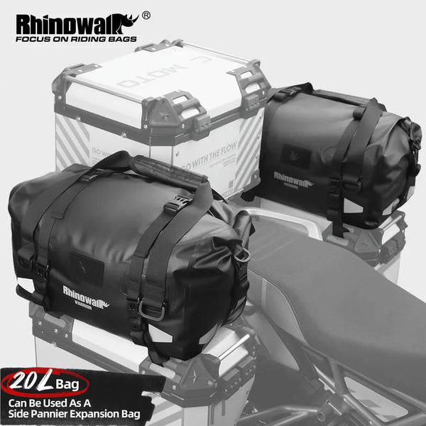 កាបូបស្ពាយចំហៀងម៉ូតូ Rhinowalk កាបូបពង្រីកប្រអប់កំពូល 20L ការពារទឹកជ្រាប ស្ងួត និង កាបូបកន្ទុយឆ្លុះបញ្ចាំង កាបូបស្ពាយក្រោយ 1 ដុំ