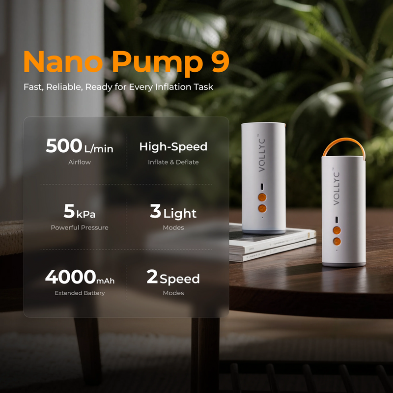 FLEXTAIL X VOLLYC Electric Air Pump Built-in 4000mAh Large Battery Portable Camping Air Pump for Air Bed Sleeping Pad Vacuum Bag