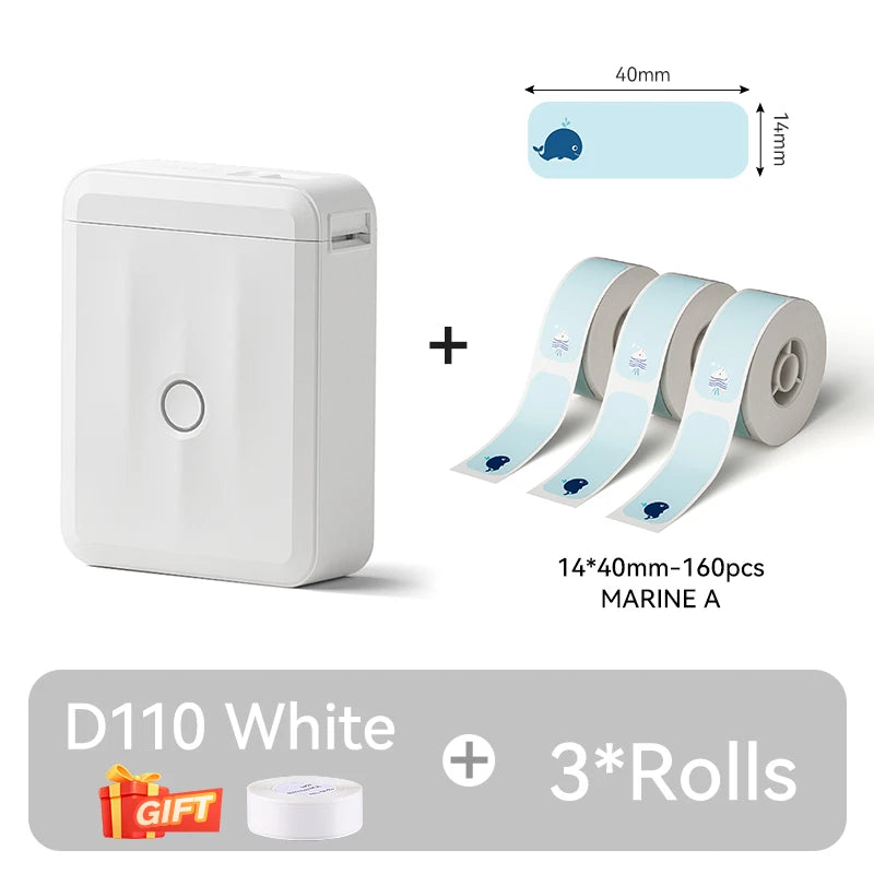 NIIMBOT D110 Thermal Label Printer Mini Portable Self-adhesive Label Maker With Tape for Home Similar to Dymo Labeling Machine