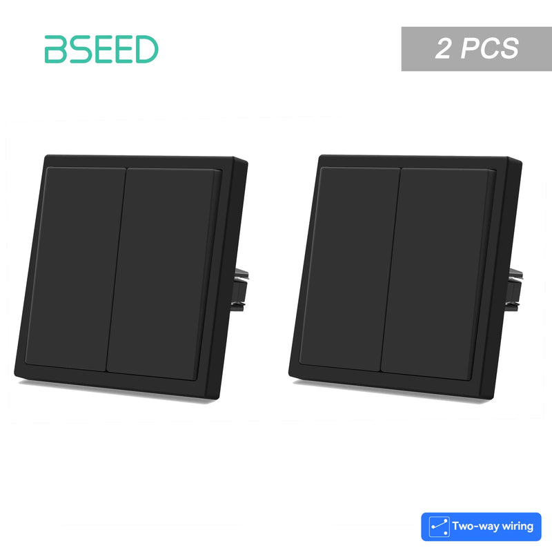 BSEED E Series 1/2/4/8 Packs 2Gang 2Way Button Light Switch Wall Light Switch On Off For Stairs Plastic Frame Bulk Set