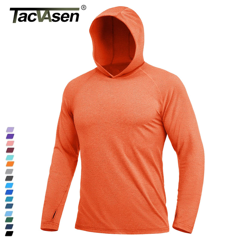 TACVASEN UPF 50+ Sun Protection Hoodie Shirts Men's Long Sleeve T-shirts Lightweight Quick Dry Pullovers Swim Fishing Tee Tops
