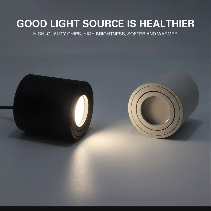 Black White Spotlight GU10 Fitting Round LED Surface Mounted Ceiling Spot Light Halogen Bulb Cylinder Down Lamp Fixture 220V