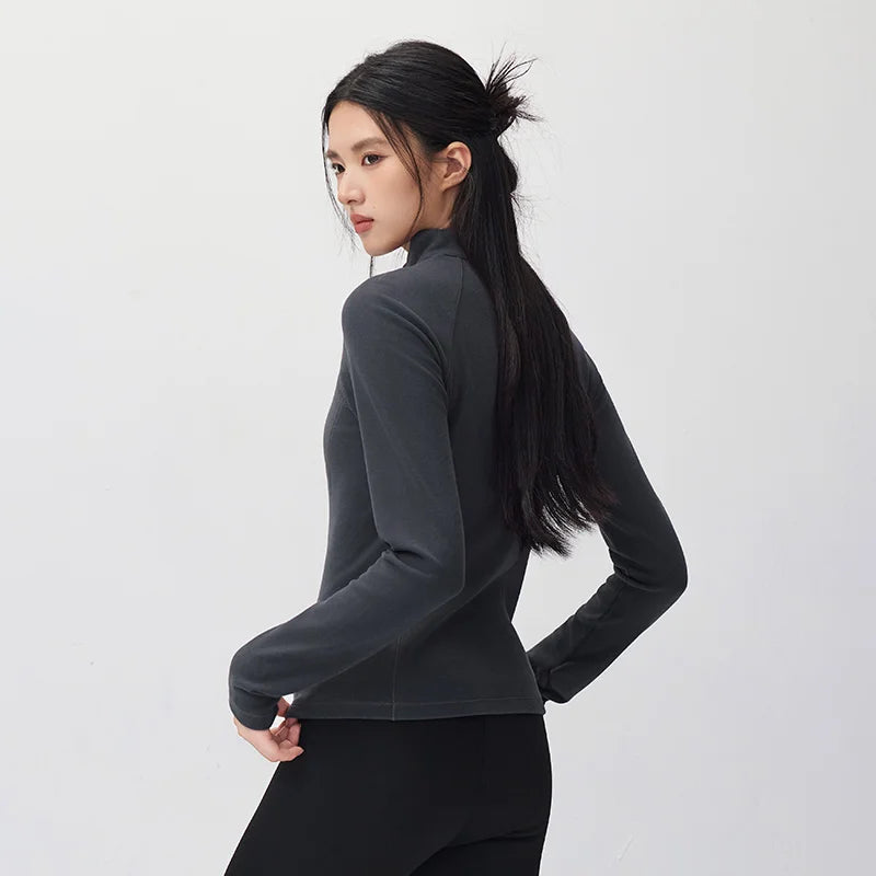 អាវយឺតប៉ាក់ Semir សម្រាប់នារី ពាក់កណ្ដាលមានហ្ស៊ីប ក កម្ដៅ ស្ដើងសម ដៃអាវ Raglan រចនាបន្ទះ 2026 សម្លៀកបំពាក់រដូវរងាថ្មីប្រចាំថ្ងៃ