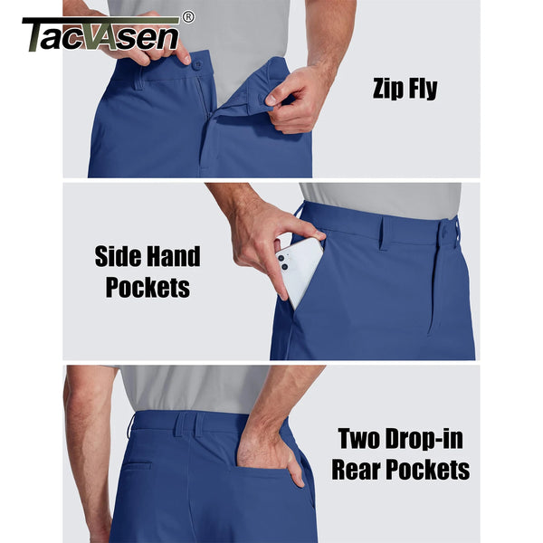 TACVASEN Golf Quick Dry Shorts Men Stretch Lighyweight Dress Work Casual Shorts with 4 Pockets Flat Front Hiking Shorts 9 Inch