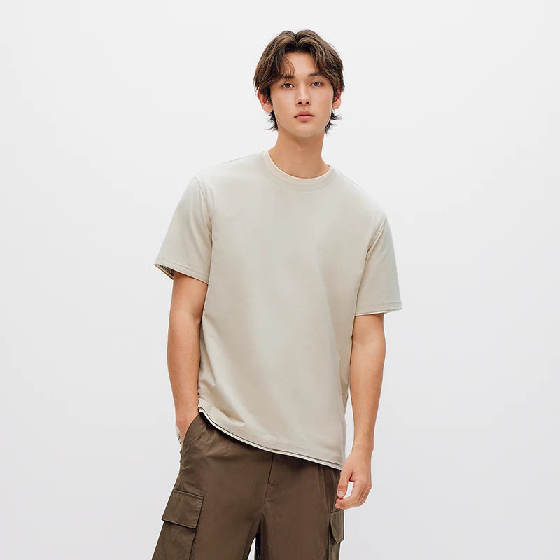 Semir Men T shirt Solid Color Crew Neck Knit Comfortable Versatile Casual Top 2026 Summer Simple Daily Clothes