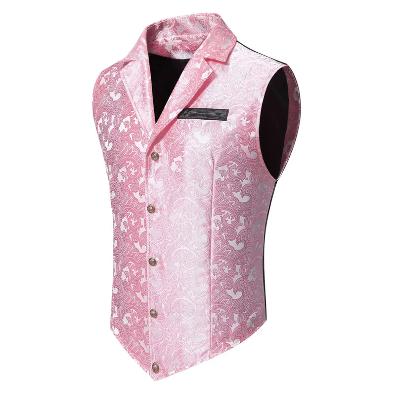 Blue Jacquard Fabric Men's Sleeveless Vest Coat,Wedding/Party/Stage Performance Dress Vests,Green Red Pink Black White Waistcoat