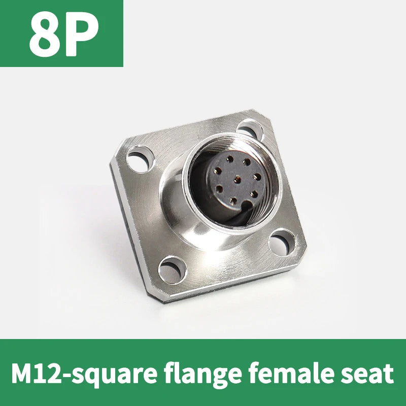 ឌុយ M12 គែមការ៉េ 5 ដុំ រន្ធភ្ជាប់បុរស និងស្ត្រី 4/5/8 ម្ជុល ធន់នឹងទឹក សន្លាក់រង្វង់ឧស្សាហកម្ម 12mm សម្រាប់ LED