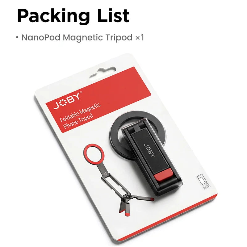 ជើងកាមេរ៉ាម៉ាញេទិក JOBY AC02 NanoPod ពីរជ្រុង ជាមួយវីស 1/4" សម្រាប់ជើងទម្រទូរស័ព្ទលើតុ សម្រាប់ iPhone 17 16 Android Vlog ការផ្សាយផ្ទាល់