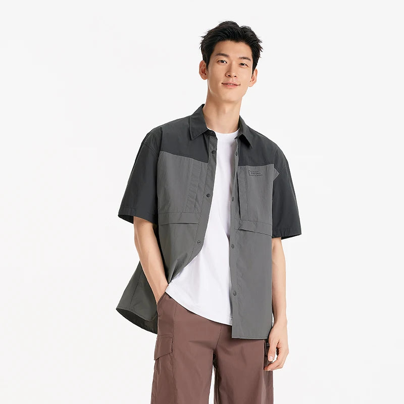 Semir Men Shirt UV Protection Cool Feeling Loose Lapel Short Sleeve Outdoor Casual Top 2026 Soft Comfortable Fashion Daily Wear