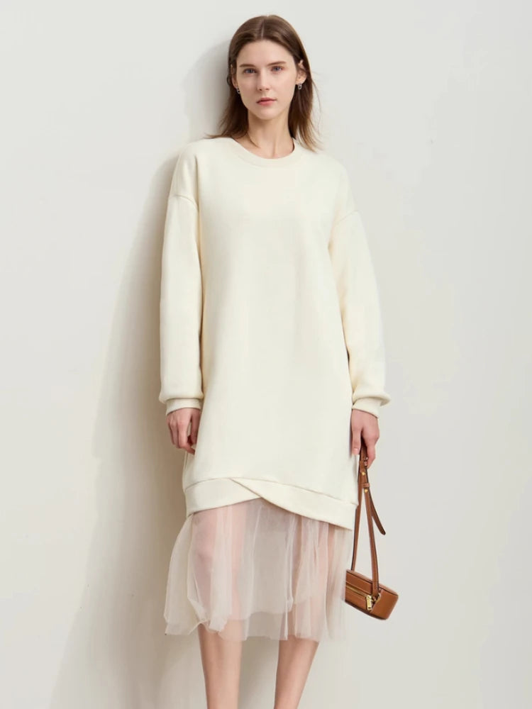 រ៉ូប AMII Minimalist Womens រដូវរងាឆ្នាំ ២០២៥ កមូលថ្មី ដៃវែង សម្លៀកបំពាក់នារី រ៉ូប Midi រលុងធម្មតា ១២៤៤៤១២០