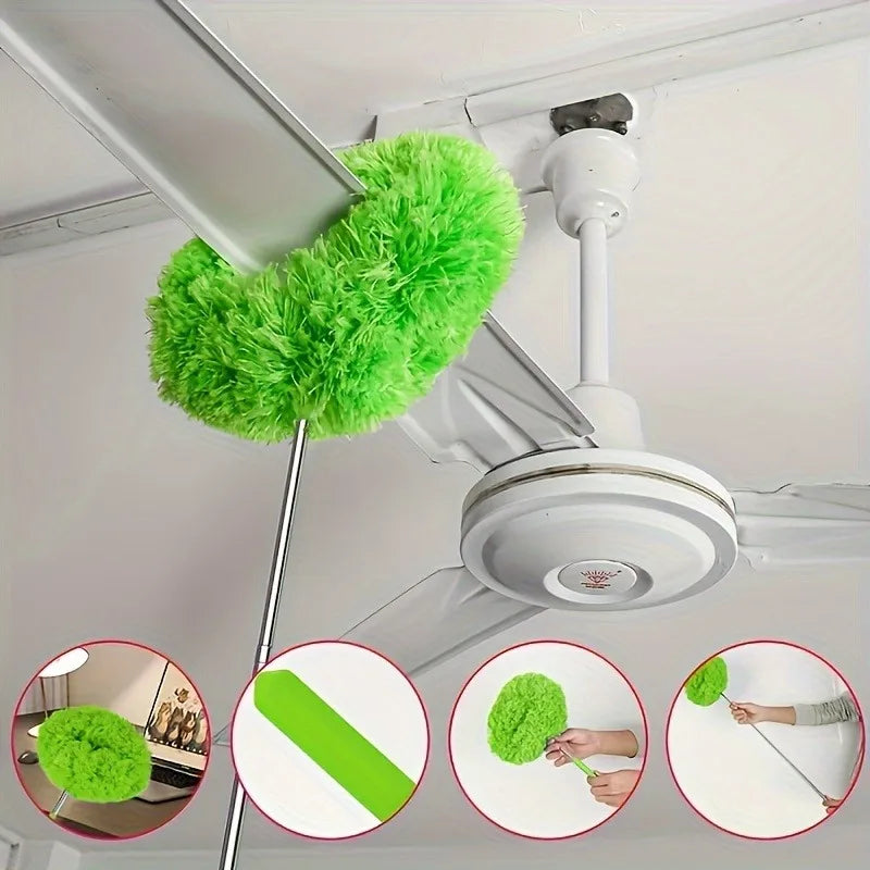 Long-Handled Microfiber Ceiling Fan Duster -Reusable,Cleaning Brush - Detachable Brush,Easy Cleaning, for High Ceilings,etc.