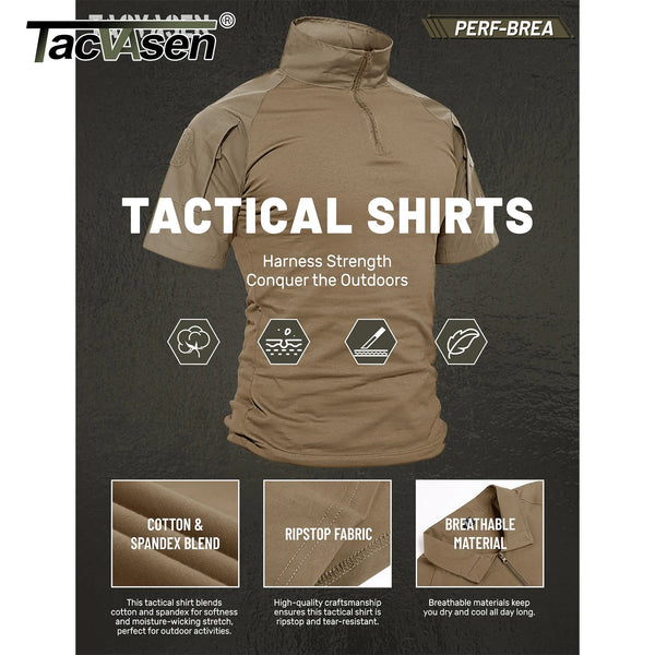 TACVASEN Men's Short Sleeve T-Shirts With Zipper Pockets Mens Summer Solid T Shirts Safari Tee Shirts Breathable Work Clothing