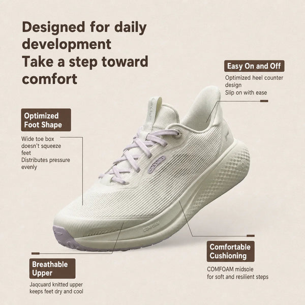 ស្បែកជើង Li-Ning សម្រាប់នារី SOFT GO 3 V2 របៀបរស់នៅ COMFOAM មានខ្យល់ចេញចូលបានល្អ ឆ្លុះបញ្ចាំងពន្លឺ ទាន់សម័យ ស្បែកជើងធម្មតា AGLW028