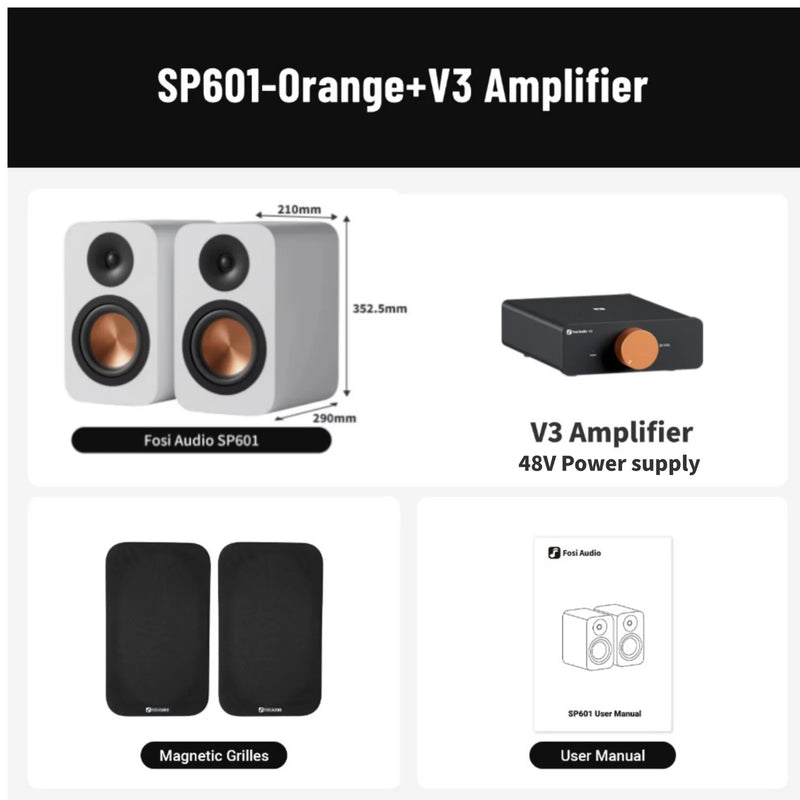 ឧបករណ៍បំពងសម្លេង Fosi Audio SP601 6Ω 160W សំឡេង Hi-Fi សម្រាប់រោងកុននៅផ្ទះ កុំព្យូទ័រលើតុ