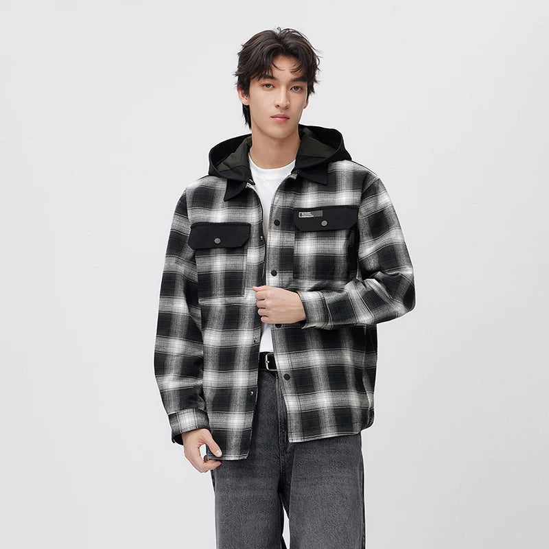 Semir Men Jacket Plaid 2026 Detachable Hooded Outdoor Urban Casual Everyday Style Soft Comfortable Daily Wear Trendy