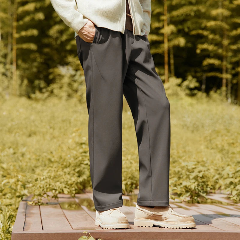 Semir Casual Pants Men Three-Resistant Soft Shell Fleece Lined Straight Leg 2025 Winter New Long Pants Commuting Basic Versatile