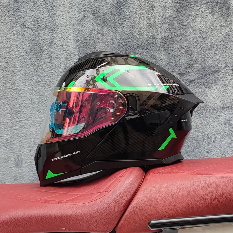 2025 high-quality motorcycle helmet dual lens modular flip helmet Casco para Motos road off-road travel full helmet capacity