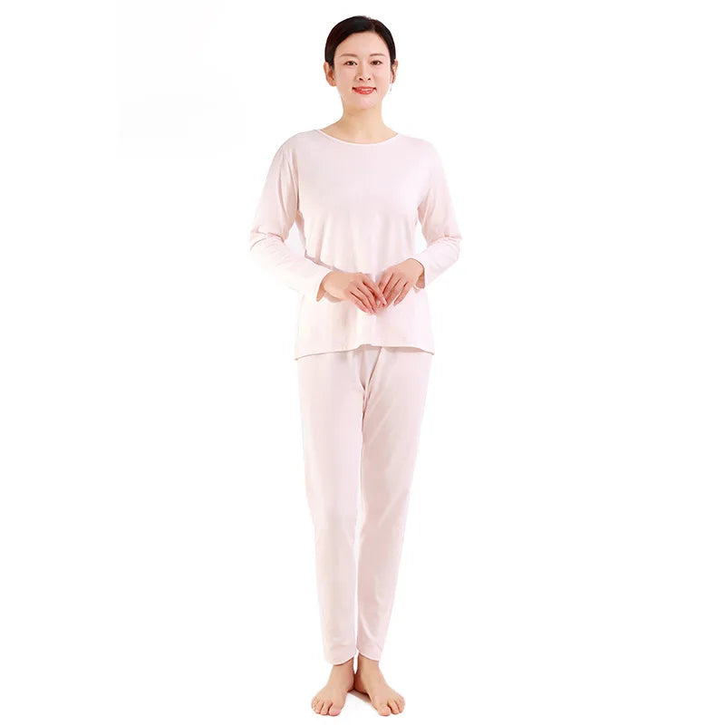Women's Spring Autumn Pajamas Suit Cotton Comfortable Long Sleeve Pants Set Loose Home Wear Clothes Plus Size Sleepwear Pijama