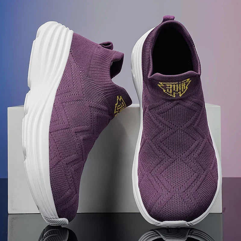 Men Extra Wide Toe Box Slip on Knit Sneakers Stretch Breathable Casual Walking Shoes Roomy Fit for Swollen Feet Edema Bunions