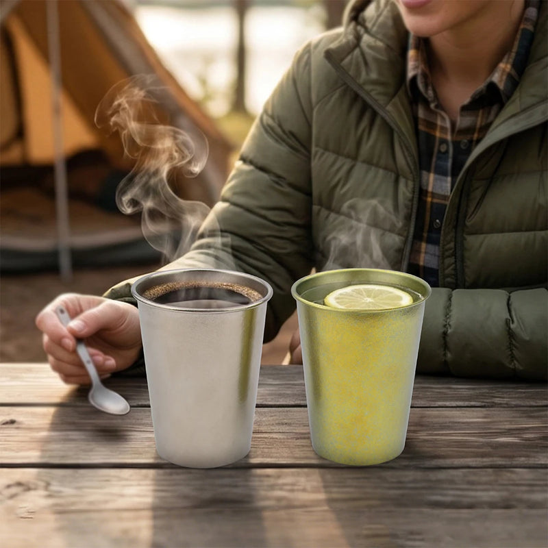 Super Light Pure Titanium Coffee Mug Camping Portable Polishing Breakfast Mule Milk Beer 350ml Juice Cup,Water Drinking Tumbler