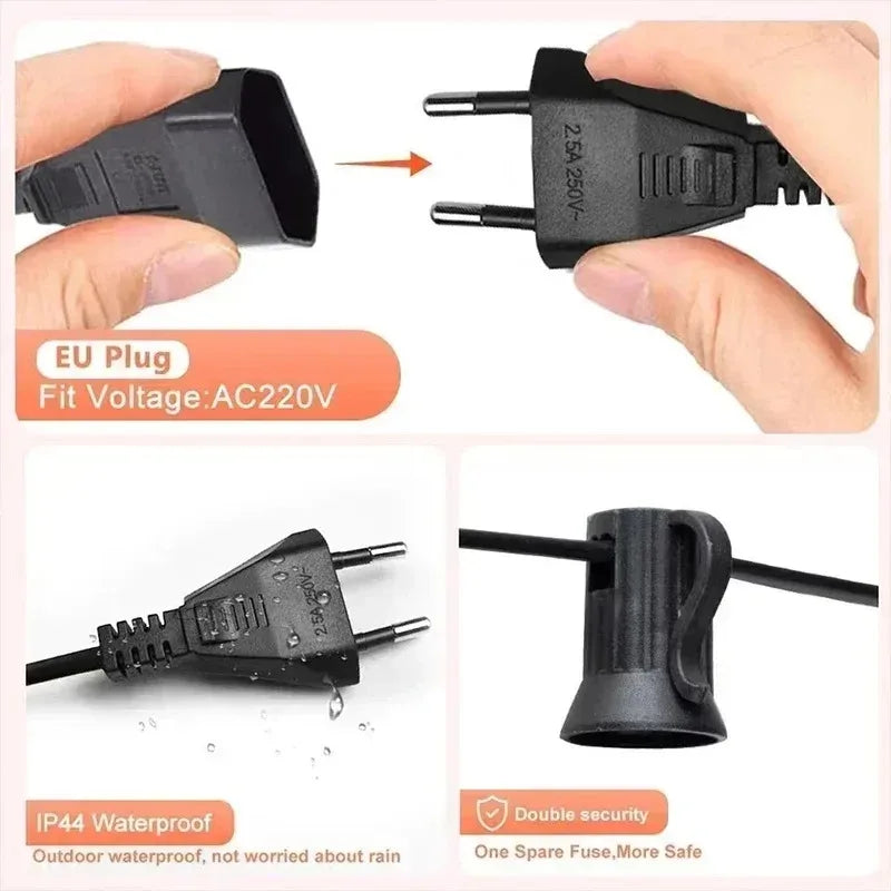 ភ្លើងខ្សែ LED ក្រៅផ្ទះ G40 អំពូលភ្លើង Patio ដែលអាចបន្ថយពន្លឺបាន ភ្លើងខ្សែព្យួរការពារទឹកជ្រាប ជាមួយអំពូលពណ៌សក្តៅ ធន់នឹងការបែក
